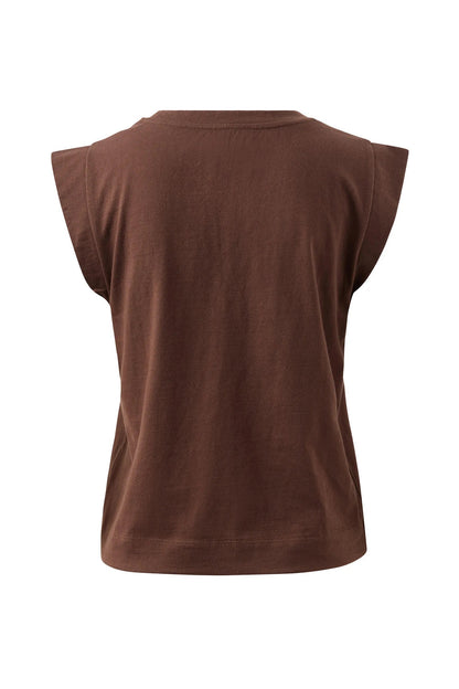 Esme Extended Shoulder Tee - Chocolate
