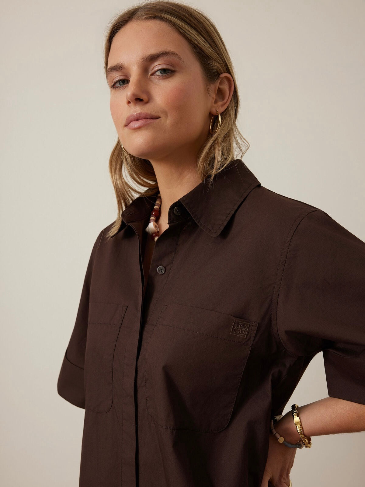 Sara Mini Shirt Dress - Chocolate