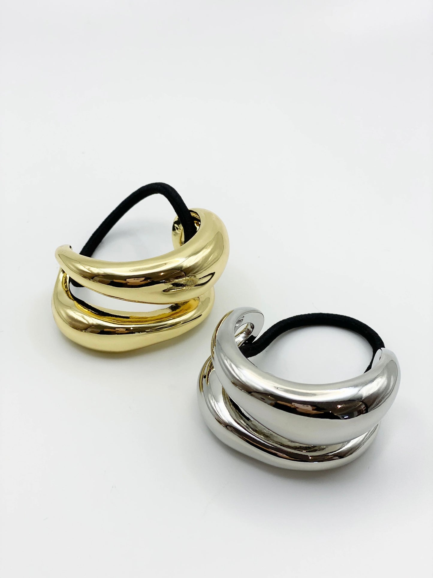 Double Pony Hair Cuff Tie - Metal