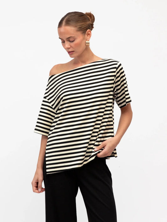 The Stripe Top - Black / Ivory
