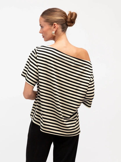 The Stripe Top - Black / Ivory