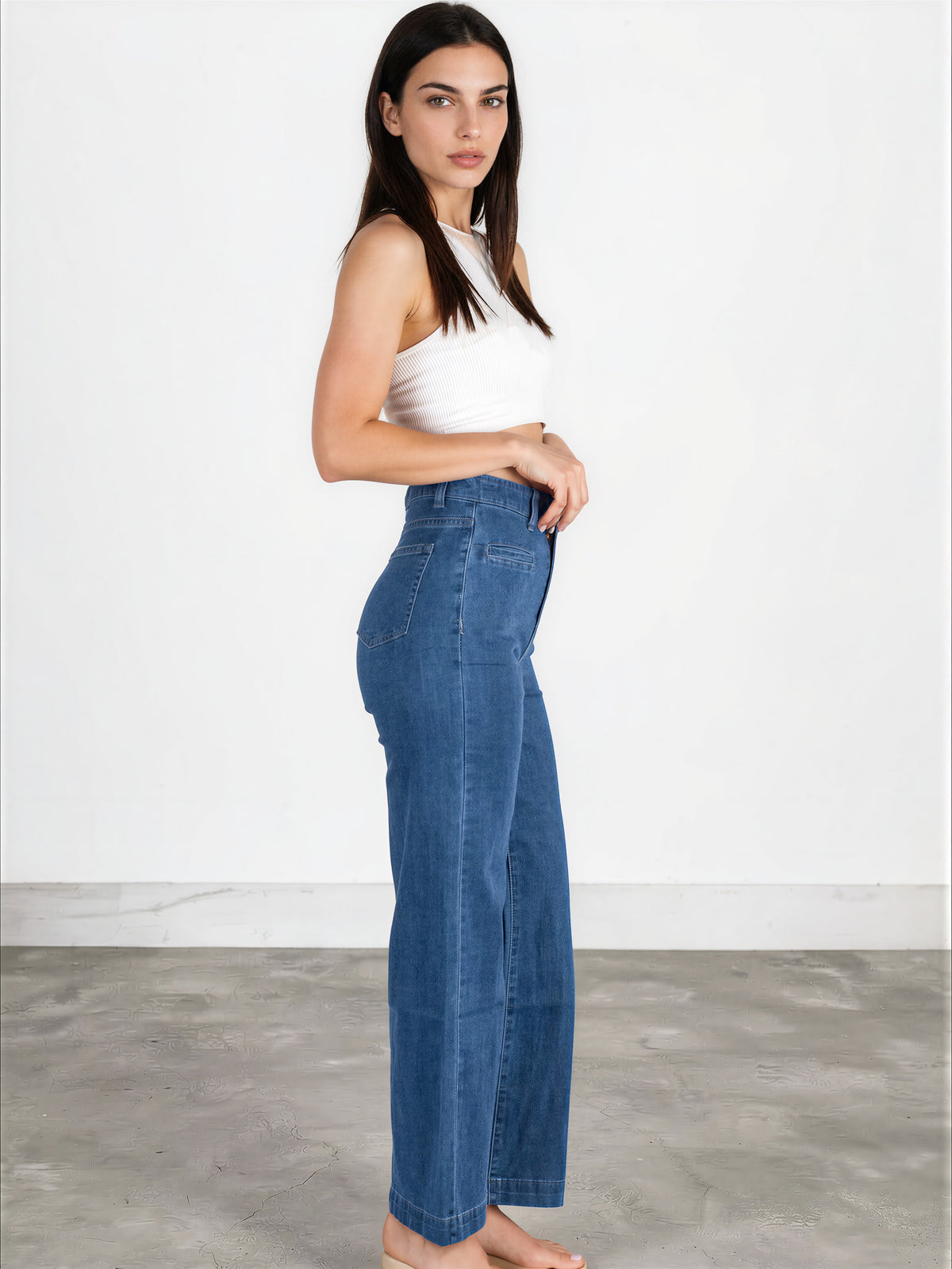 The Billie Wide Leg Jeans - Dark Blue Denim - WANTED AND WILD - Wakee