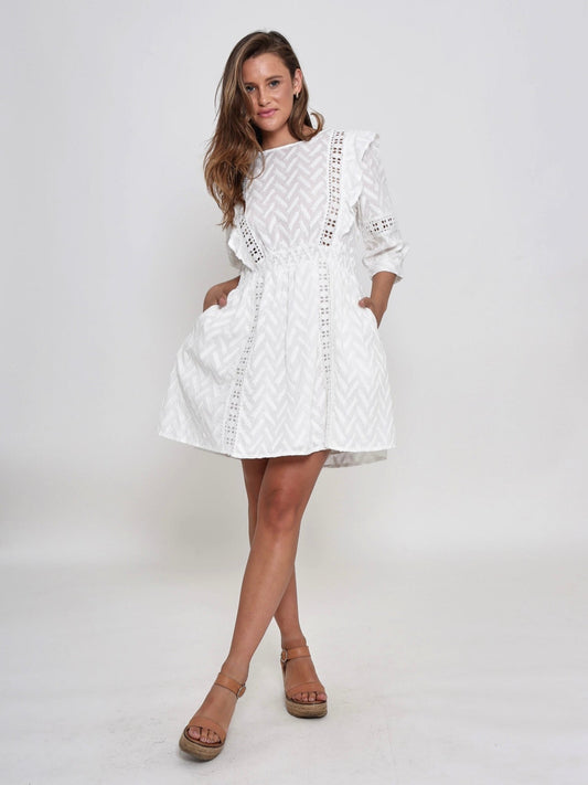 Julia Mini Cotton Dress - White - WANTED AND WILD