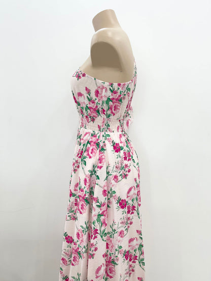 Laura Midi Dress - Pink floral - WANTED AND WILD