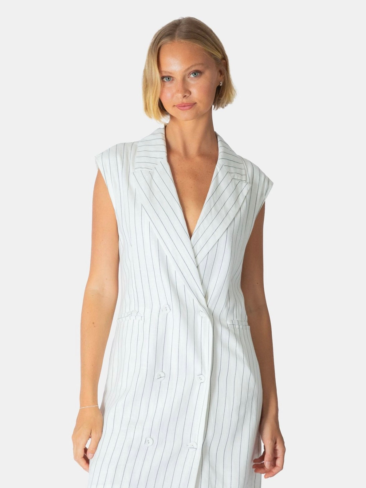 Louise Blazer Dress - Pinstripe - WANTED AND WILD