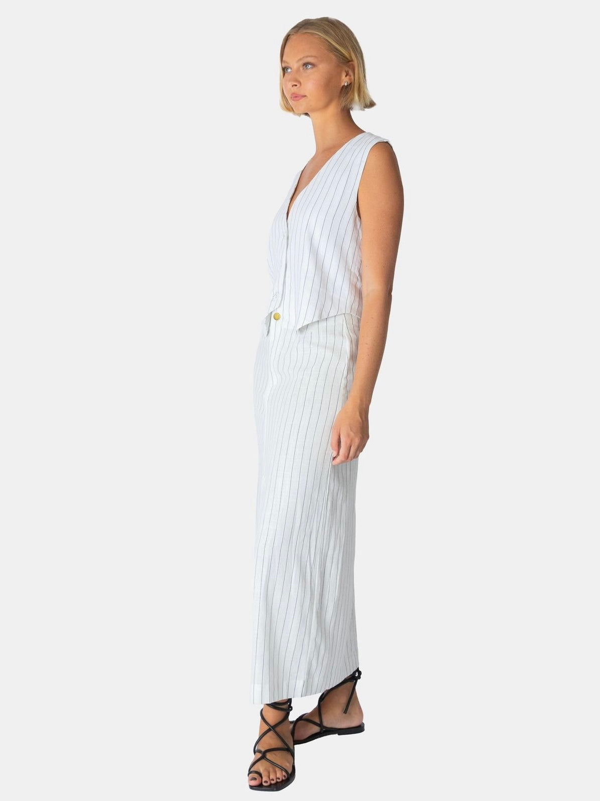 Luxe Linen Maxi Skirt - Pinstripe - WANTED AND WILD