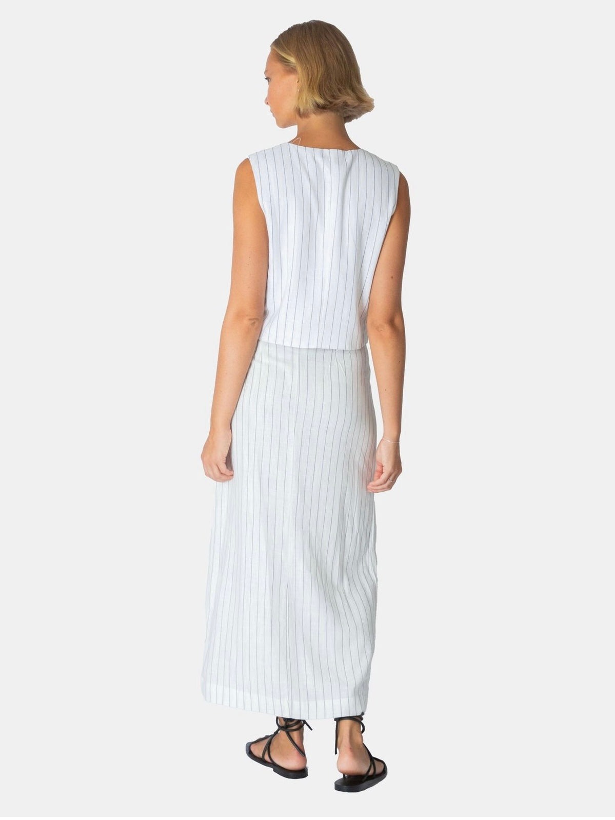 Luxe Linen Maxi Skirt - Pinstripe - WANTED AND WILD