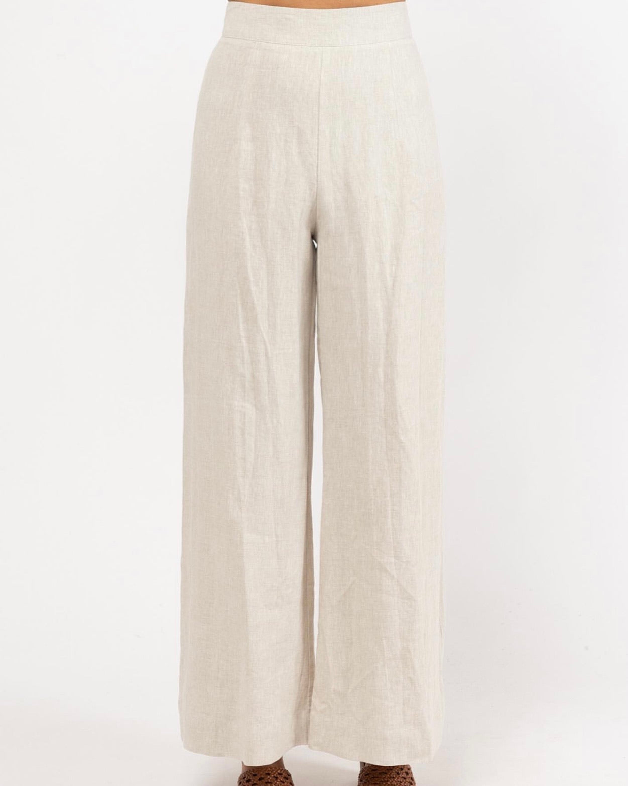 Luxe Wide Leg Linen Pants - Oatmeal - WANTED AND WILD