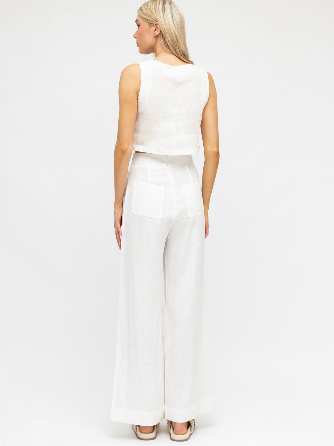 Luxe Wide Leg Linen Pants - White - WANTED AND WILD