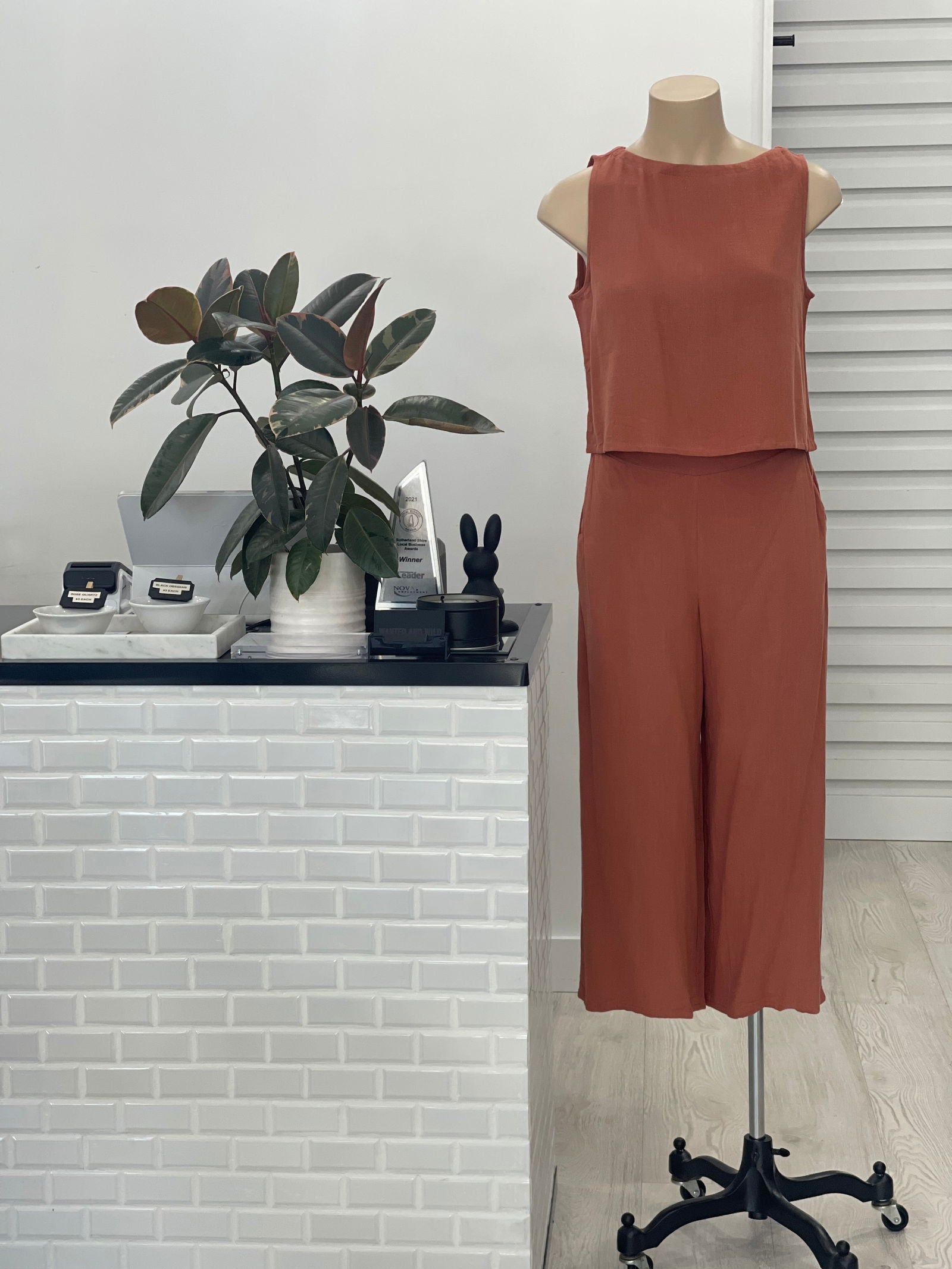 Mari Wide Leg Pants -  Rust - WANTED AND WILD