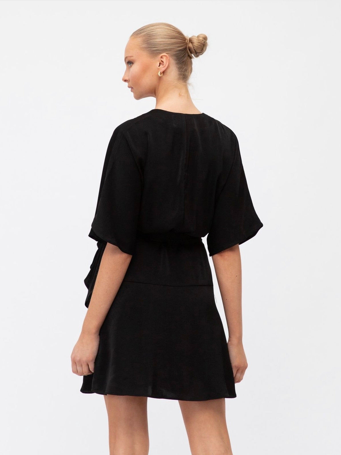 Maxine Wrap Mini Dress - Black - WANTED AND WILD