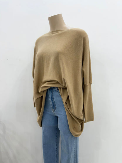 Mia Oversized Knitwear - Tan - WANTED AND WILD