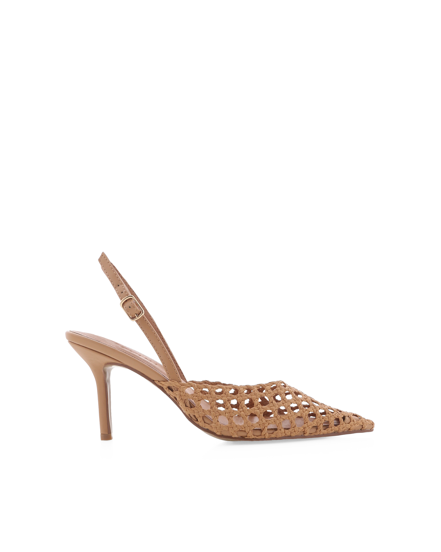 The Pava Heels in Tan woven high-heeled shoe by Billini at Wanted and Wild