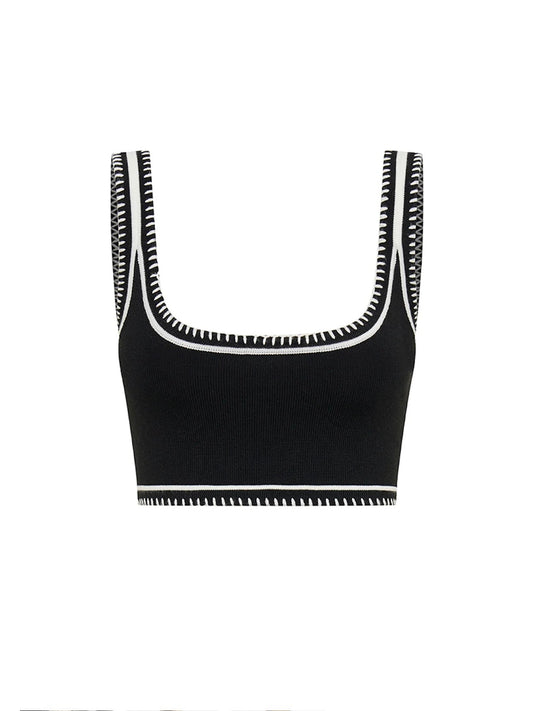 Sndys The Label Beverly Crop Top - Black - WANTED AND WILD