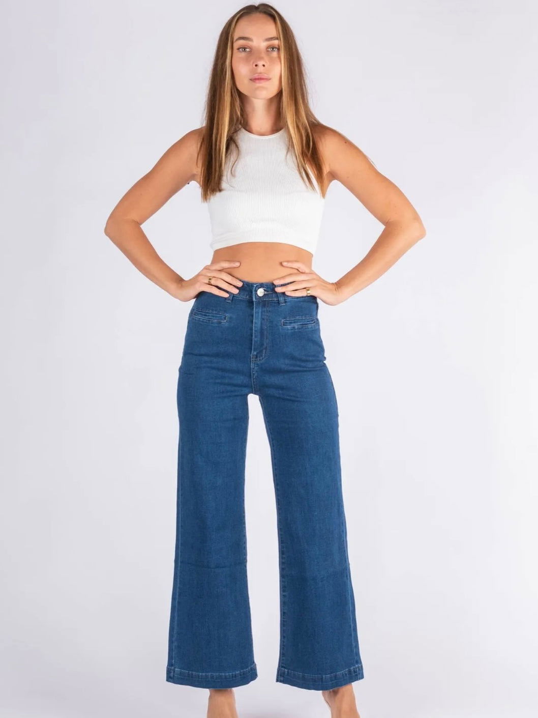 The Andie Wide Leg Jeans - Dark Blue Denim - WANTED AND WILD