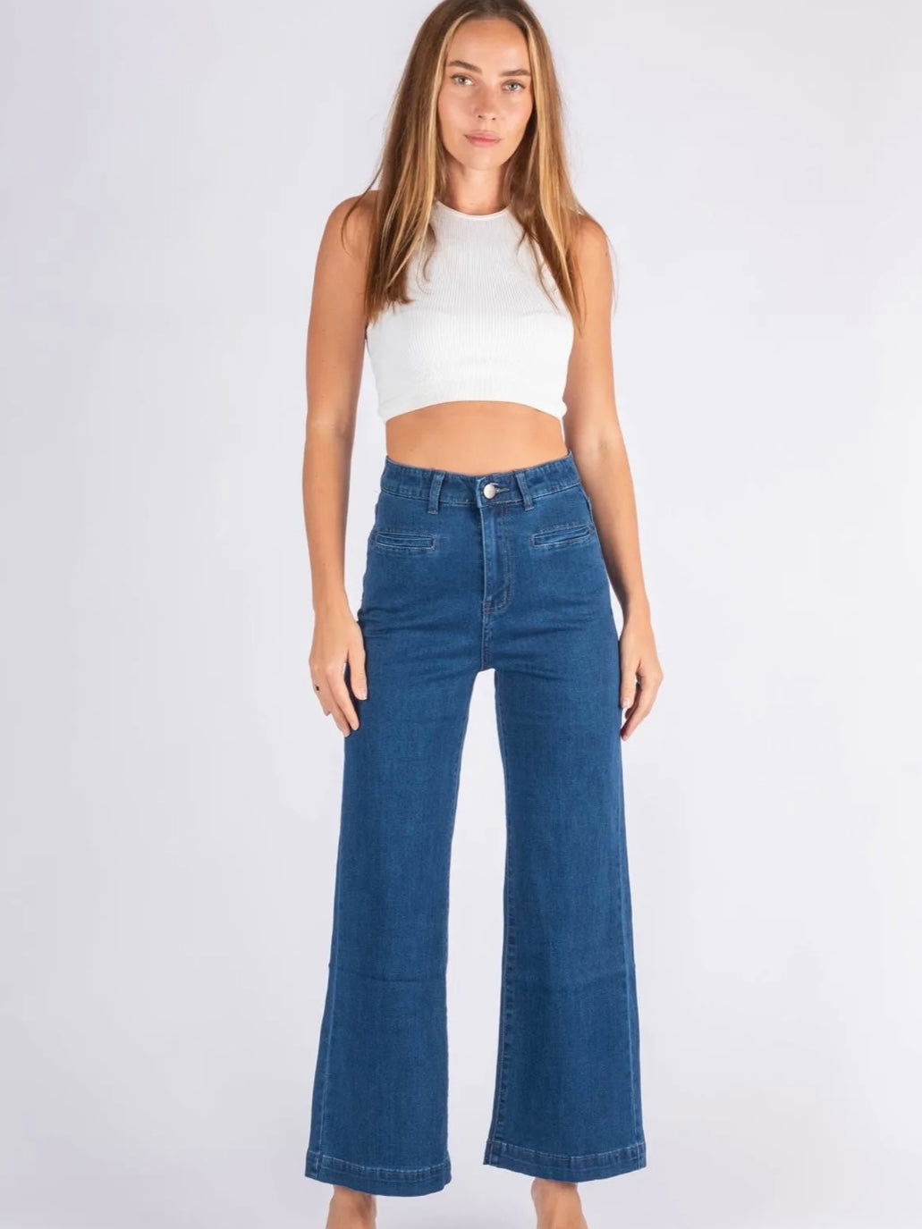 The Andie Wide Leg Jeans - Dark Blue Denim - WANTED AND WILD