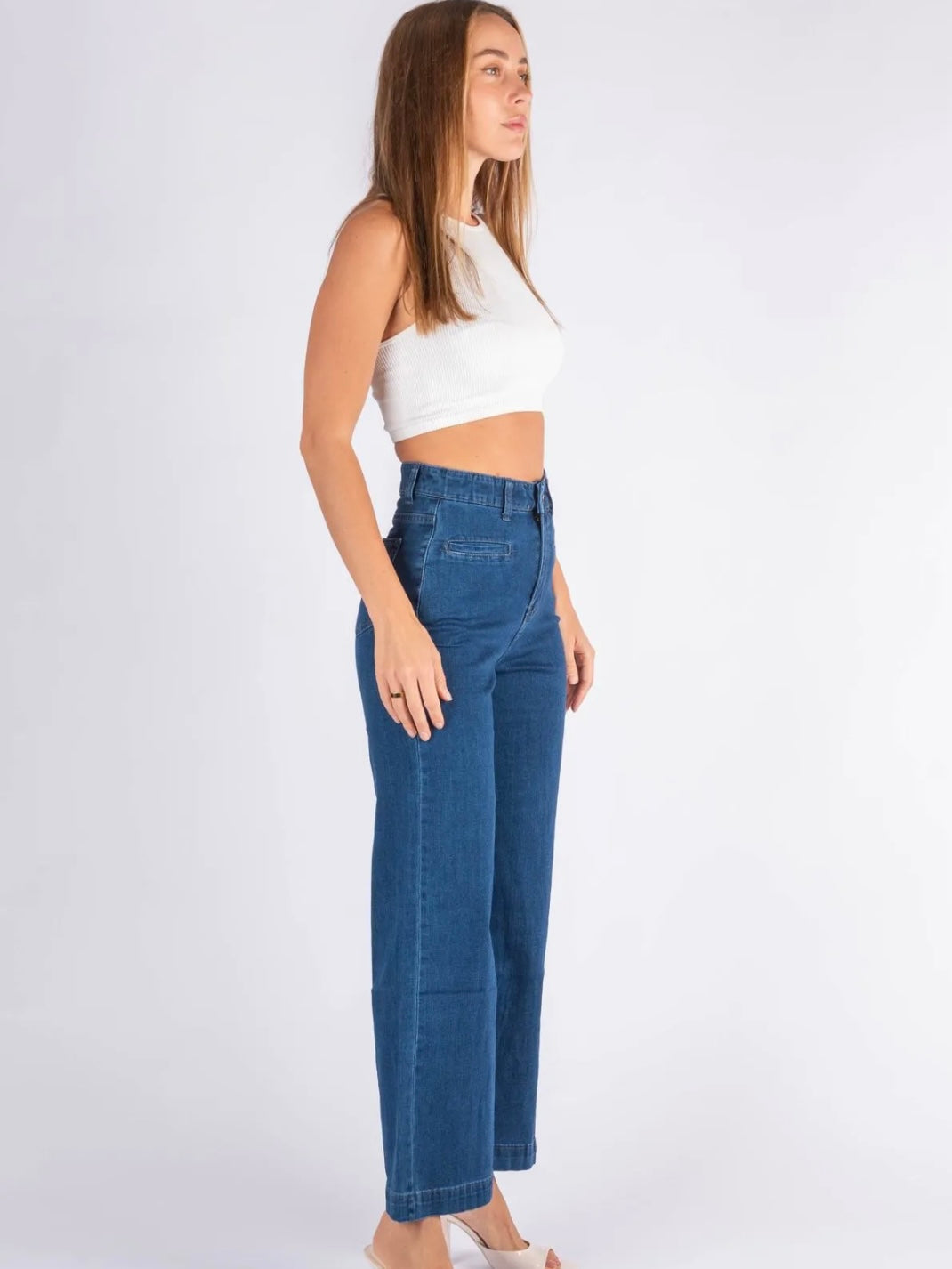 The Andie Wide Leg Jeans - Dark Blue Denim - WANTED AND WILD