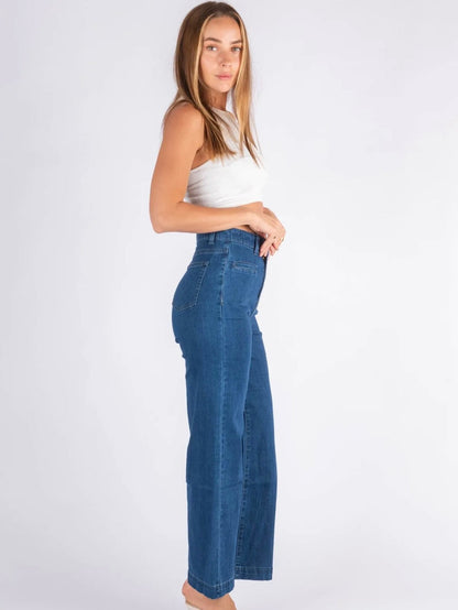 The Andie Wide Leg Jeans - Dark Blue Denim - WANTED AND WILD