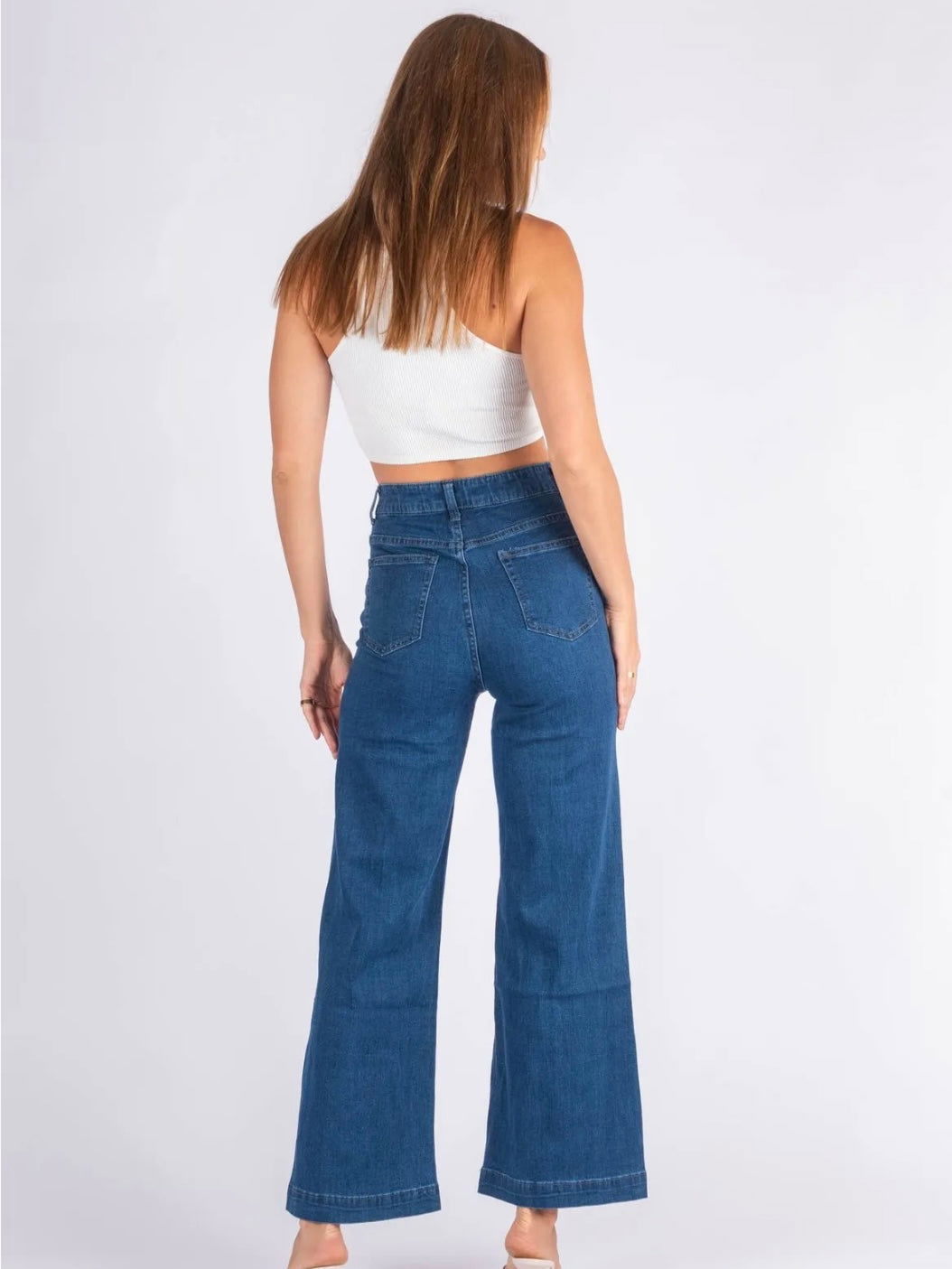 The Andie Wide Leg Jeans - Dark Blue Denim - WANTED AND WILD