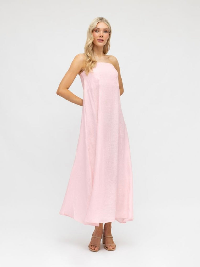 The Belinda Strapless Maxi Dress -  Rosewater Pink - WANTED AND WILD