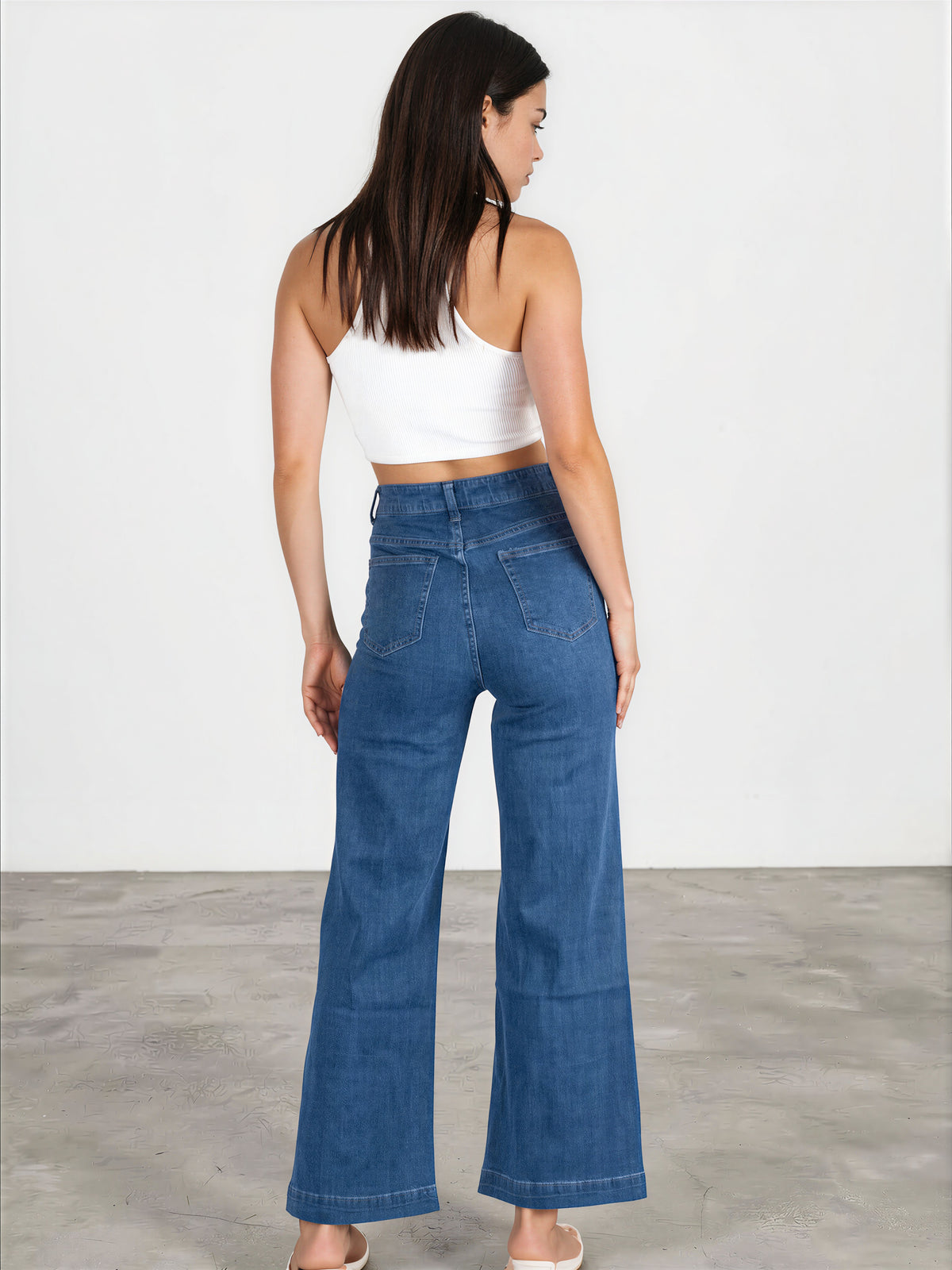 The Billie Wide Leg Jeans - Dark Blue Denim - WANTED AND WILD- Wake