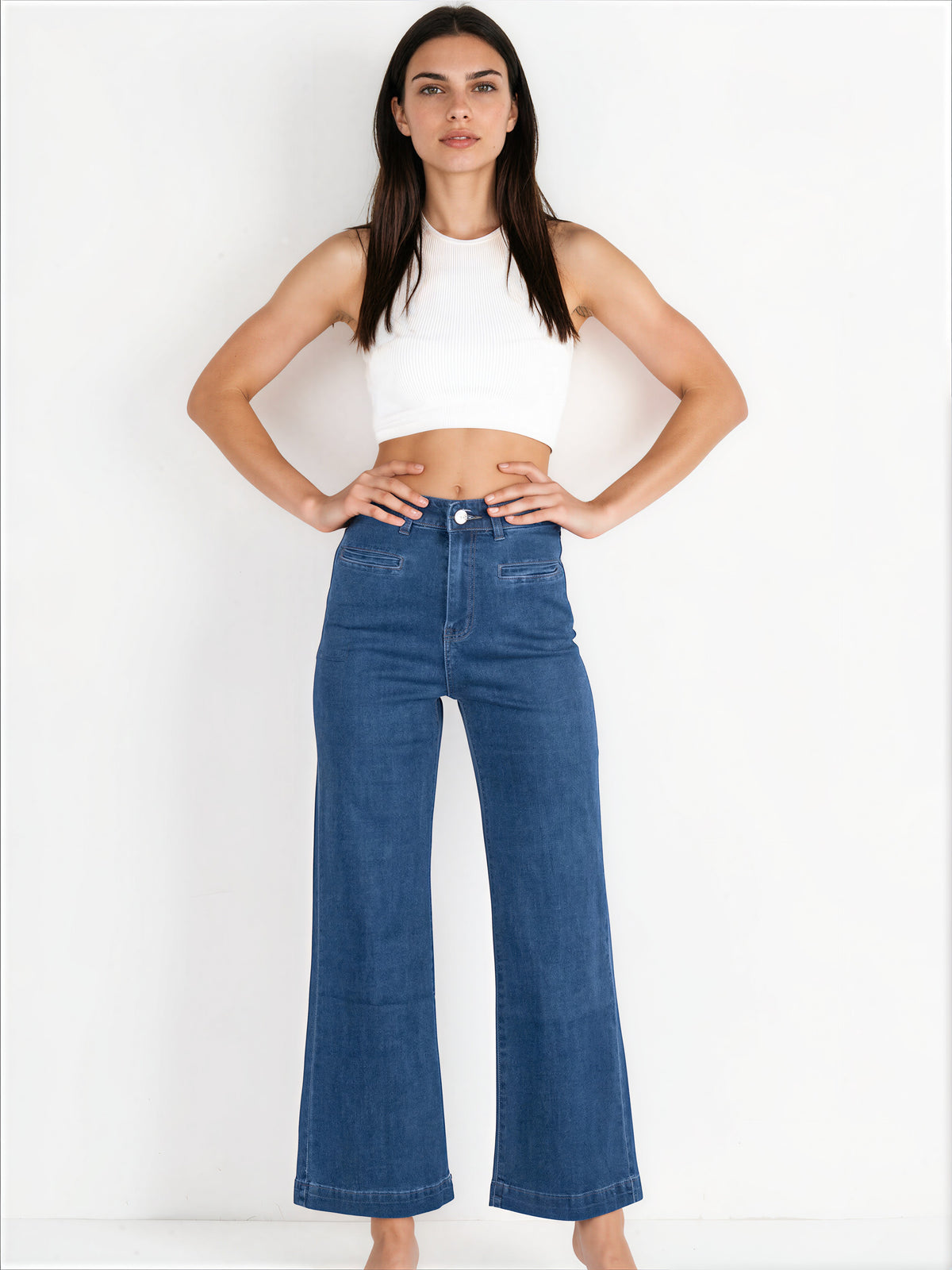 The Billie Wide Leg Jeans - Dark Blue Denim - WANTED AND WILD
