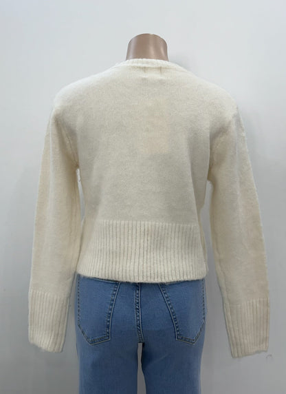 The Blair Bow Cardigan - Cream - WANTED AND WILD