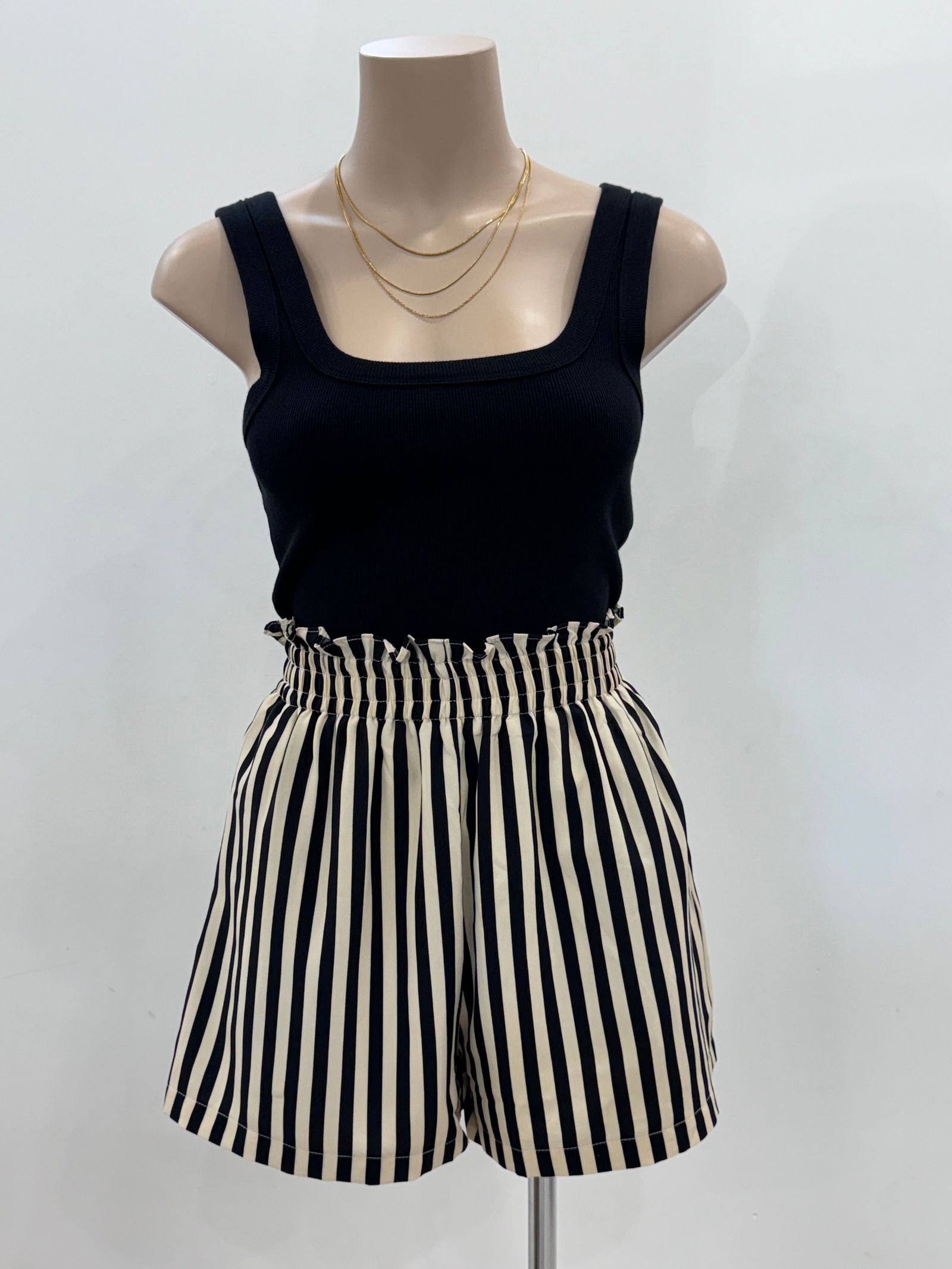 The Bree Shorts - Black and Cream Stripe - WANTED AND WILD