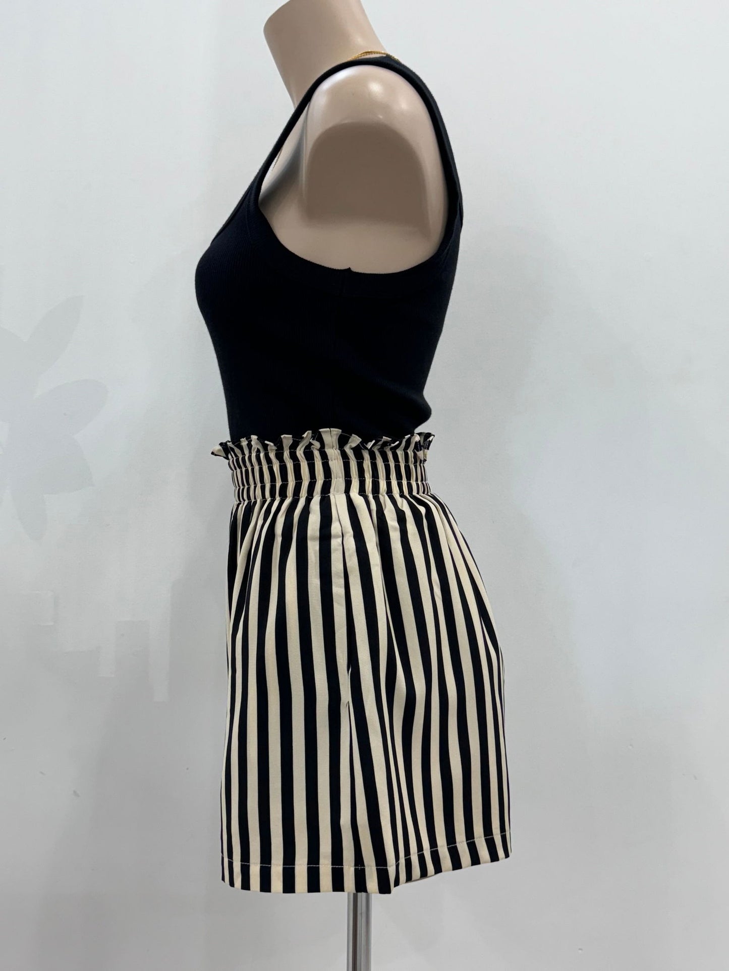 The Bree Shorts - Black and Cream Stripe - WANTED AND WILD