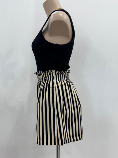 The Bree Shorts - Black and Cream Stripe - WANTED AND WILD