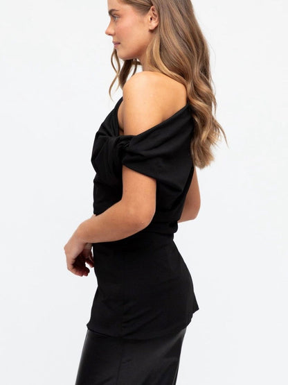 The Carrie One Shoulder Top - Black - WANTED AND WILD