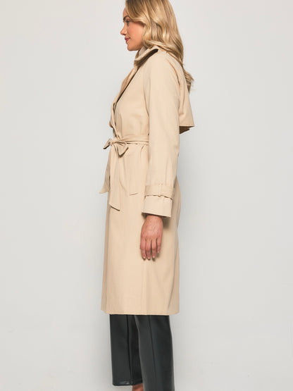 Double Breasted Trench Coat in Camel