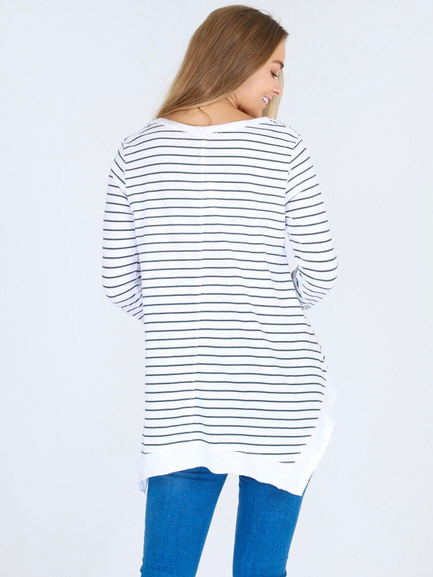 Willow long sleeve tee by 3rd story the label in stripe XS-XL