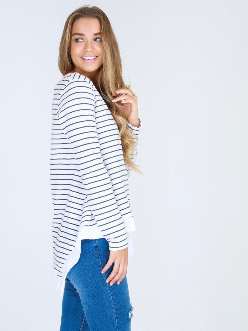 Willow long sleeve tee by 3rd story the label in stripe XS-XL