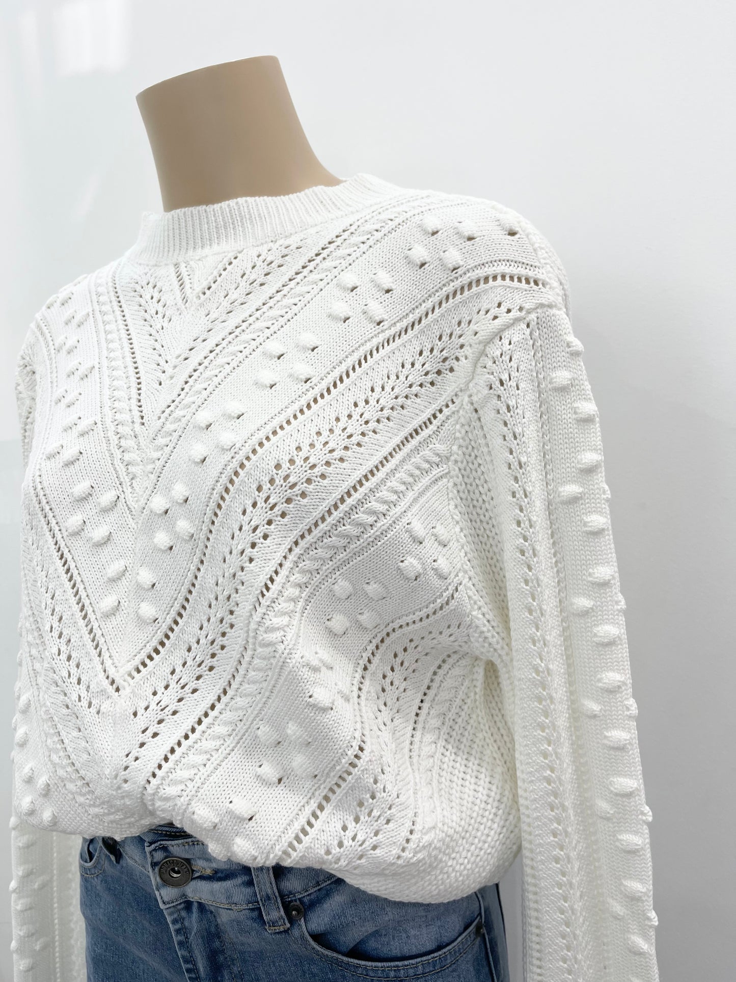 Bubble Knit Jumper  - White