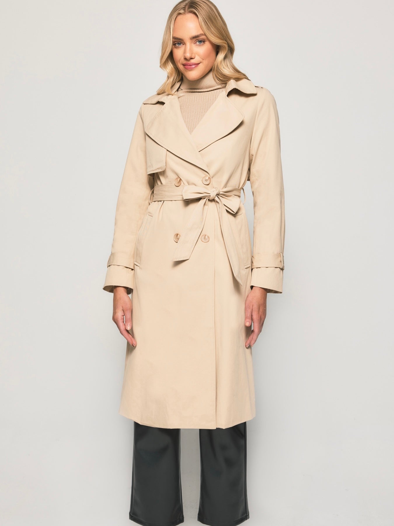 Double Breasted Trench Coat in Camel