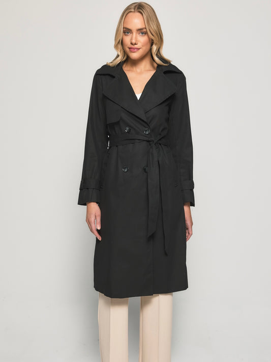 Double Breasted Trench Coat - Black