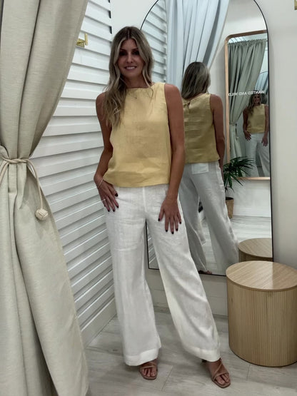 The Atlas Linen Top - Butterscotch