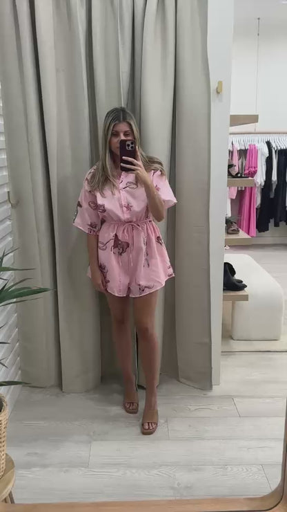 The Yeehaw  Playsuit - Pink