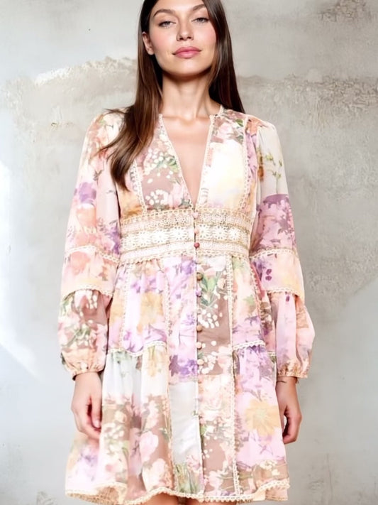 The Morgan Patchwork Dress - Pastel Floral