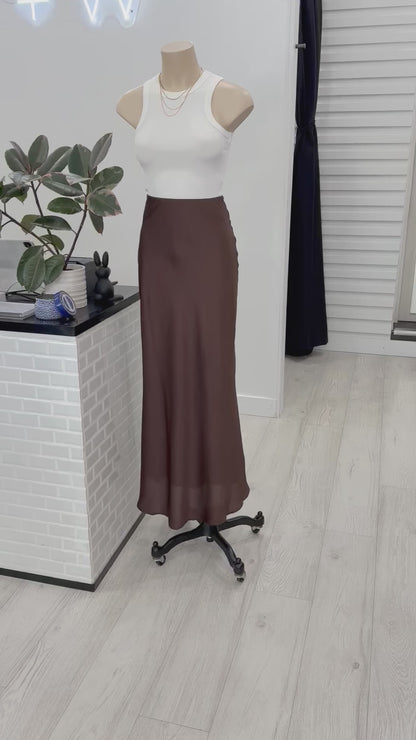 Allure Bias Cut Maxi Skirt - Chocolate