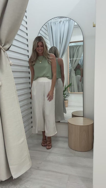 Mari Wide Leg Pants - Oatmeal