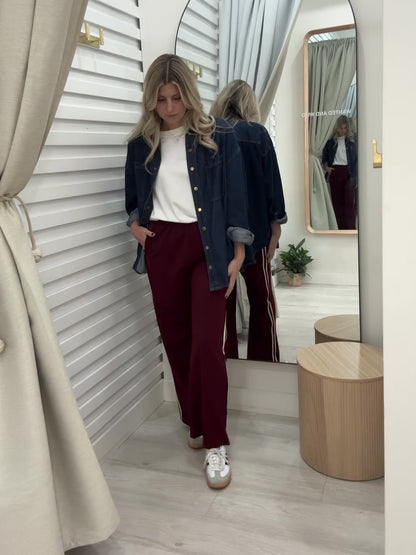 The Royal Stripe Racer Pants - Burgundy