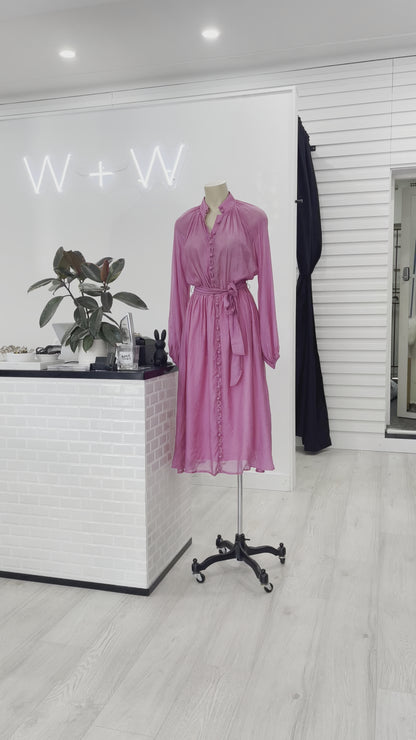 Edith Floral Midi Dress - Hot Pink