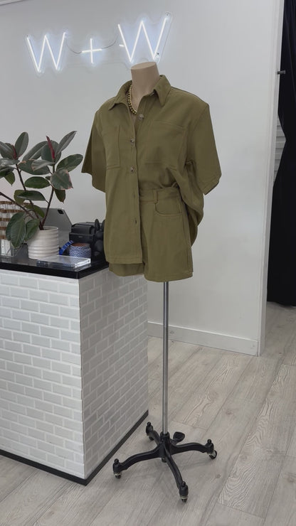 The Jude Shirt and Shorts Set -  Khaki Denim