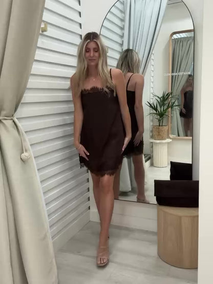 The Ace Lace Trim Dress -  Chocolate