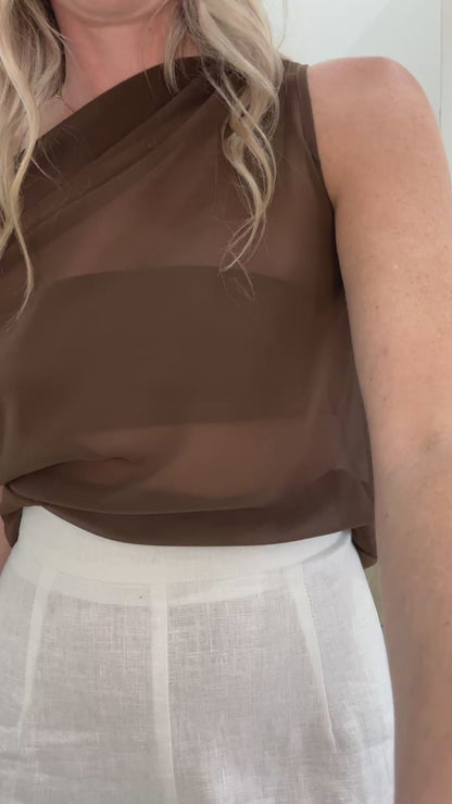 Avery Asymmetrical Top  - Chocolate