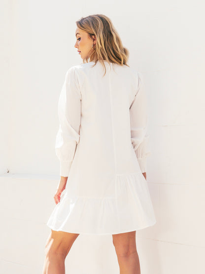 Zoe Mini Dress - White Cotton