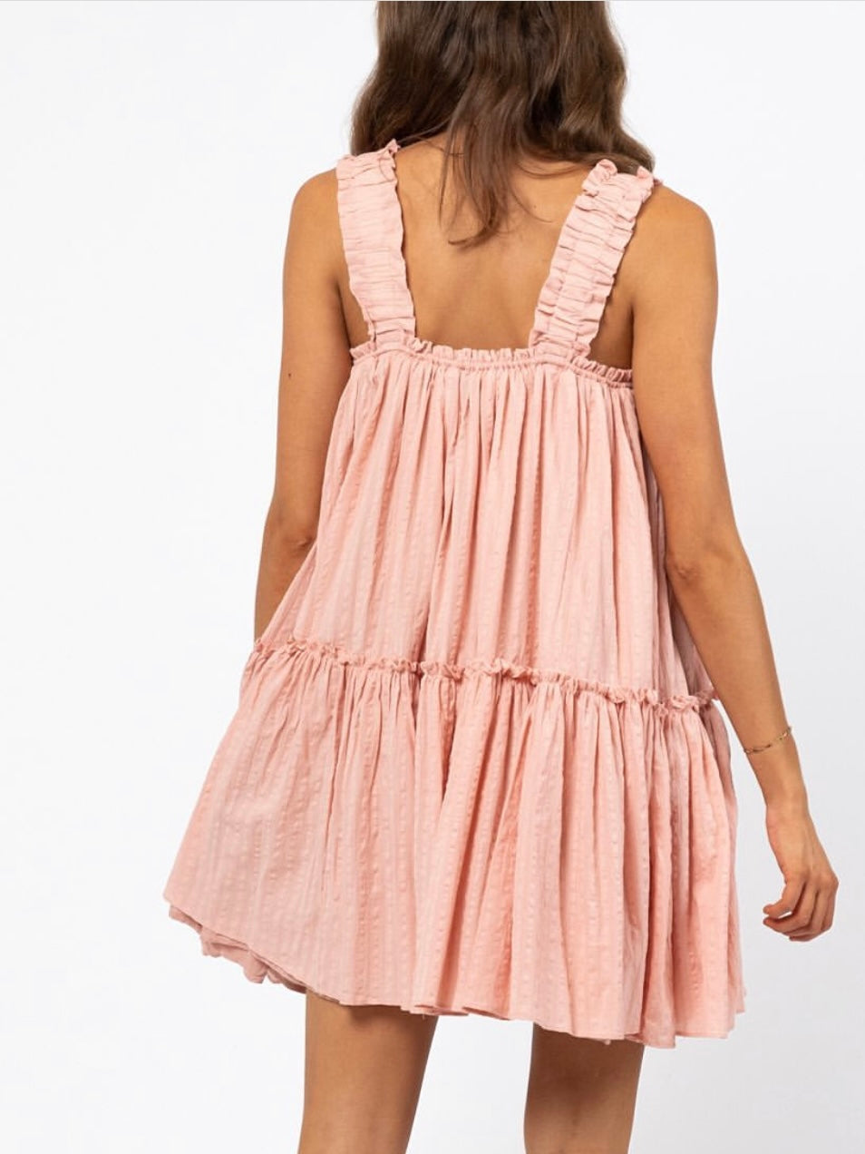 Lily Ruffle Mini Dress - Peach