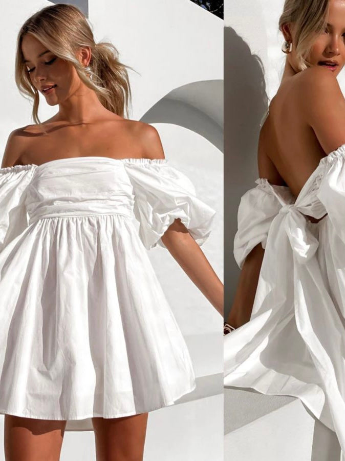 Bella Babydoll Mini Dress - White
